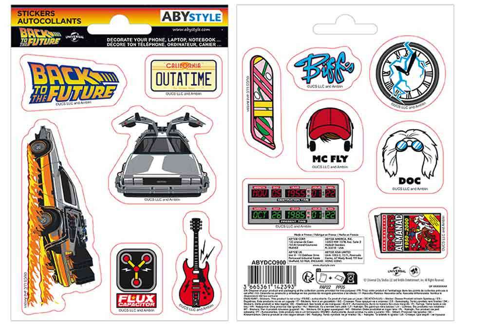 Set 2 Fogli di Adesivi in Vinile Trasparente "Ritorno al Futuro" Sticker Pack