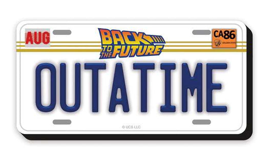 Magnete Targa “OUTATIME” della DeLorean DMC‑12 – Gadget “Ritorno al Futuro”