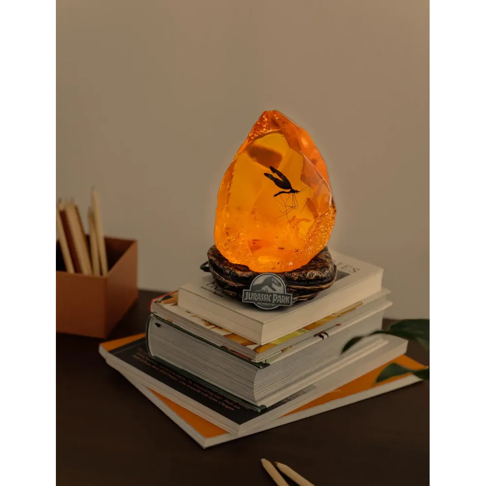 Lampada Jurassic Park Ambra con Zanzara Fossile | Luce Calda