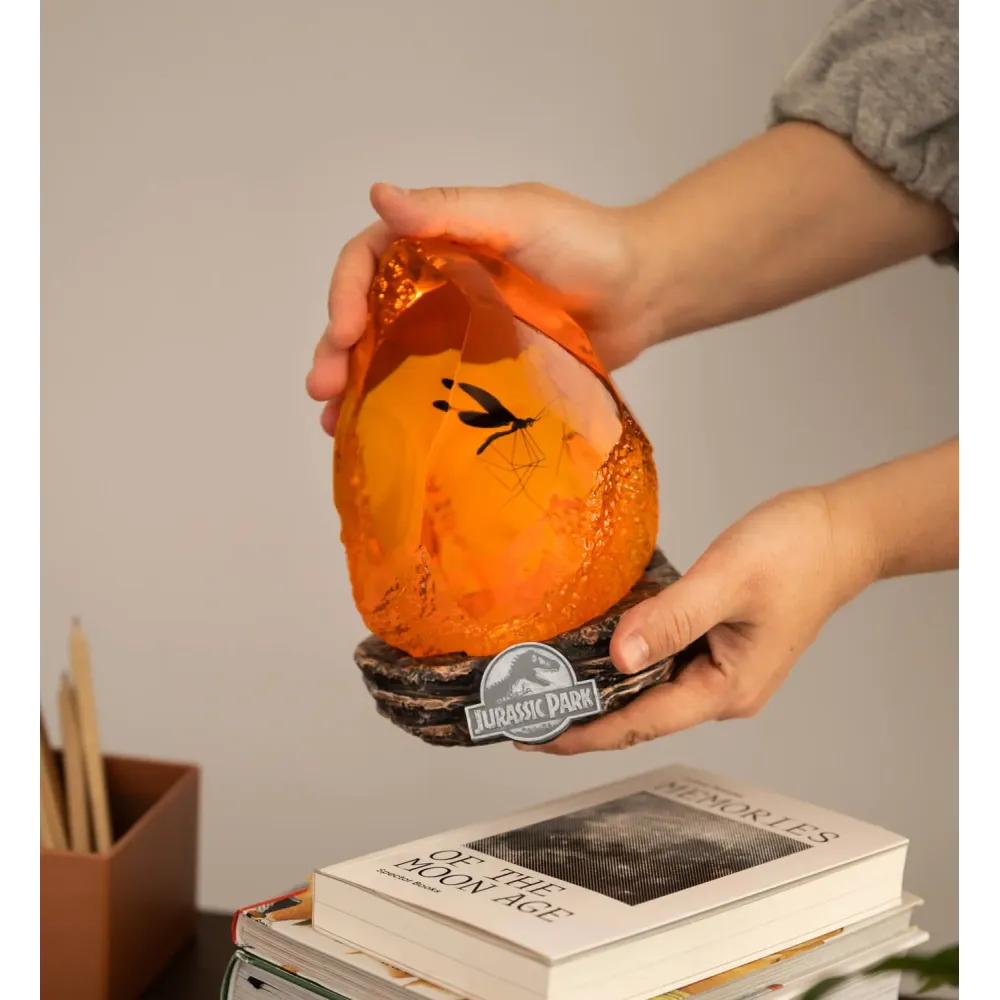 Lampada Jurassic Park Ambra con Zanzara Fossile | Luce Calda