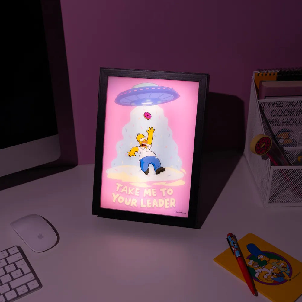 Stampa Retroilluminata The Simpsons – Homer “Take Me to Your Leader” con Cornice e Luce LED
